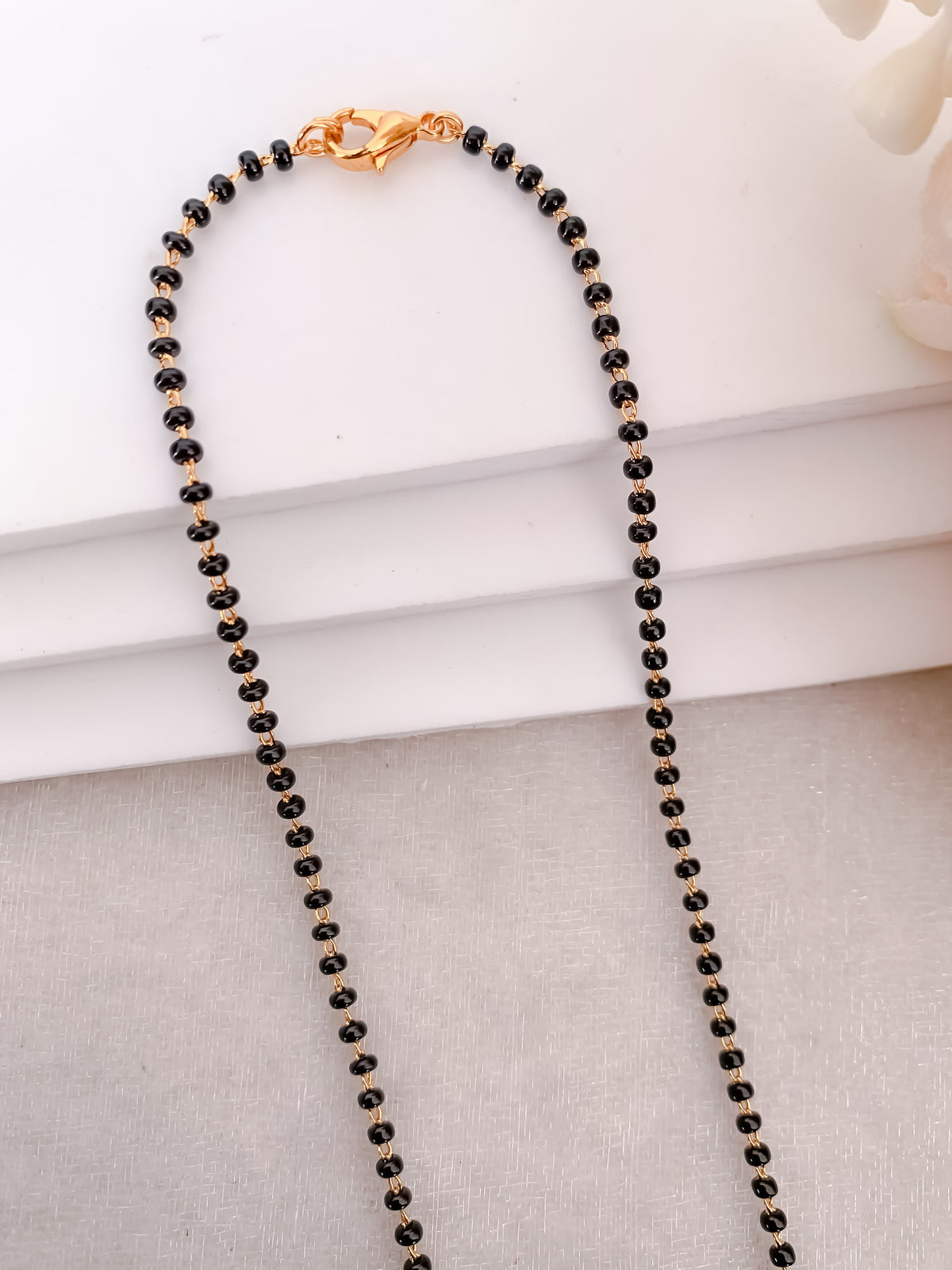 Buy 1 Get 1 Free - Designer CZ Floral Drop Mangalsutra with Black Beads - Mangalsutra - Belleza Jewels
