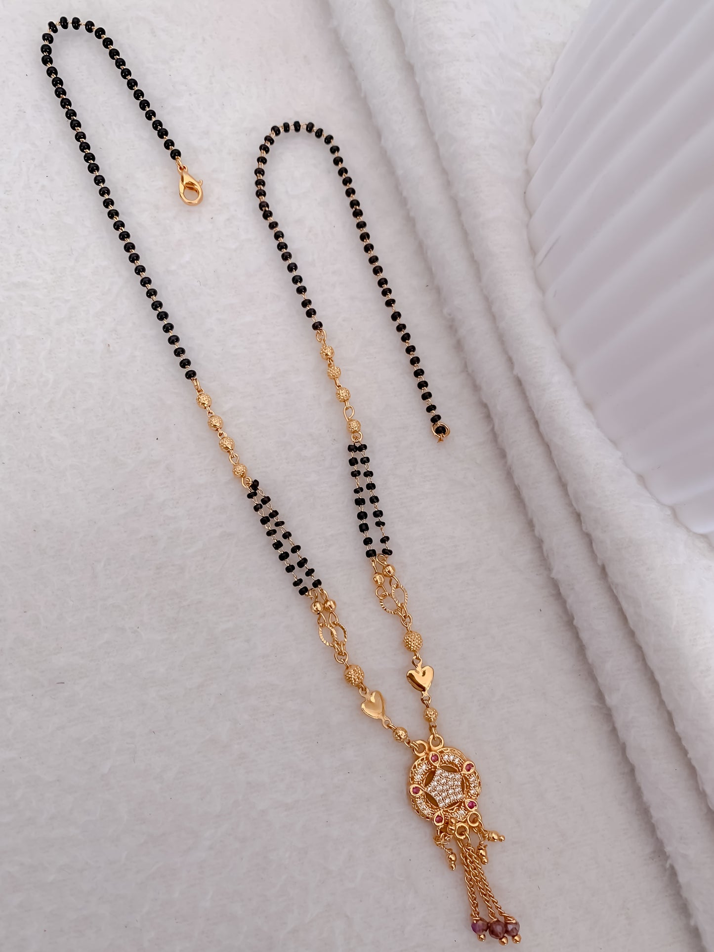 Buy 1 Get 1 Free - American Diamond Round Star Shape Fancy Mangalsutra