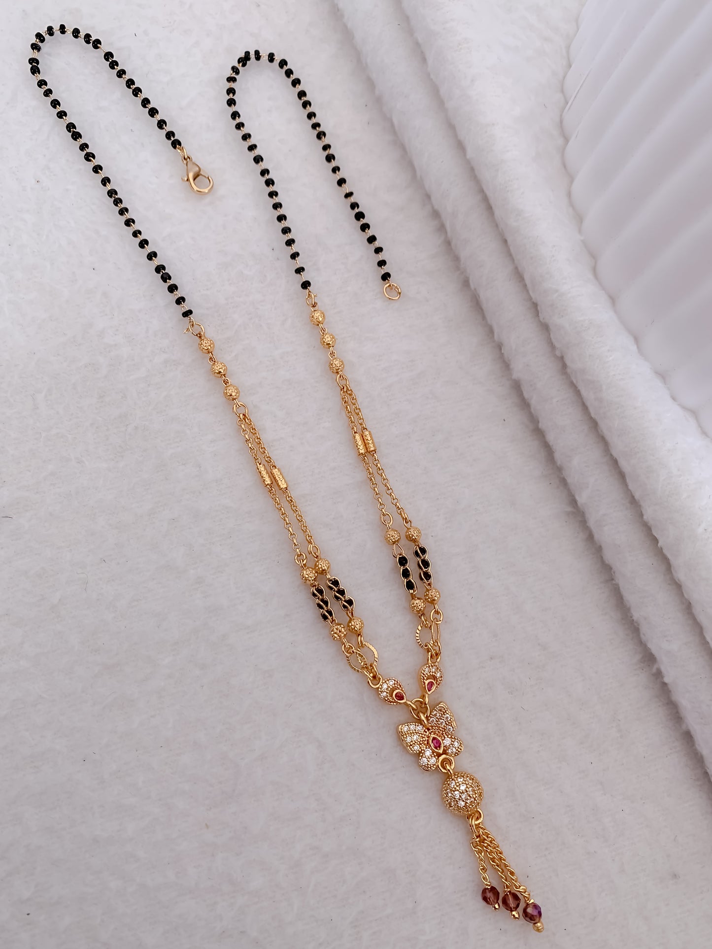 Buy 1 Get 1 Free - American Diamond Fancy Butterfly Shape Mangalsutra