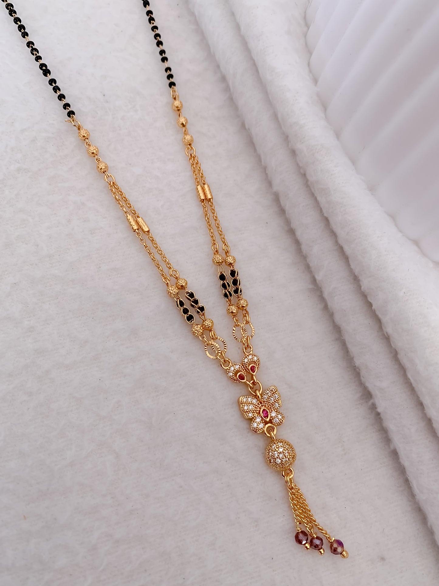 Buy 1 Get 1 Free - American Diamond Fancy Butterfly Shape Mangalsutra