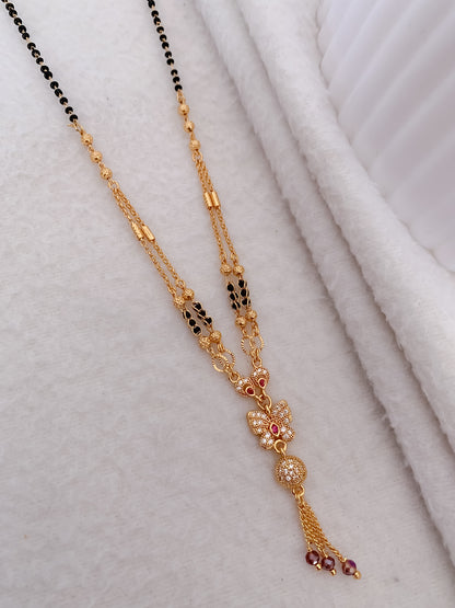 Buy 1 Get 1 Free - American Diamond Fancy Butterfly Shape Mangalsutra