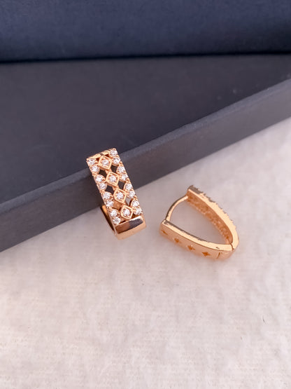 BUY 1 GET 1 FREE -American Diamond Rose Gold Fancy Delicate Bali Earrings