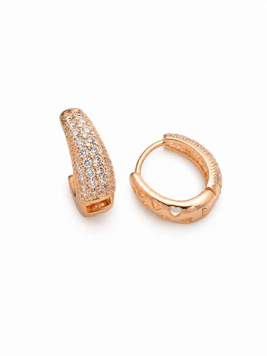 Buy 1 Get 1 Free -American Diamond Rose Gold Plated Fancy Delicate Bali Earrings