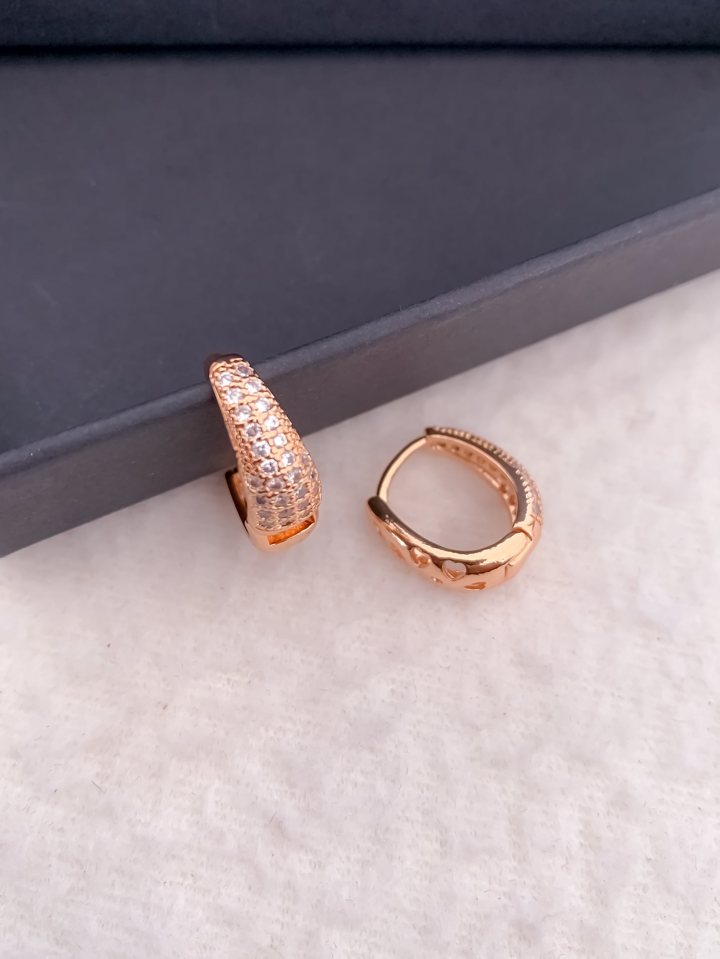 BUY 1 GET 1 FREE -American Diamond Rose Gold Plated Fancy Delicate Bali Earrings