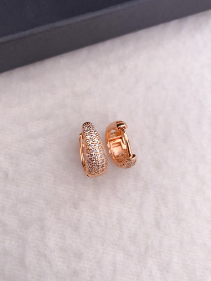 BUY 1 GET 1 FREE -American Diamond Rose Gold Plated Fancy Delicate Bali Earrings