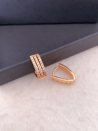 BUY 1 GET 1 FREE -American Diamond Rose Gold Plated Fancy Delicate Bali Earrings