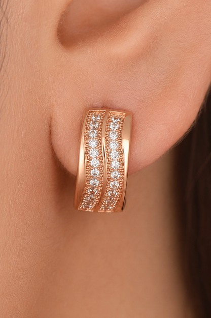 Buy 1 Get 1 Free -American Diamond Rose Gold Plated Fancy Bali Earrings