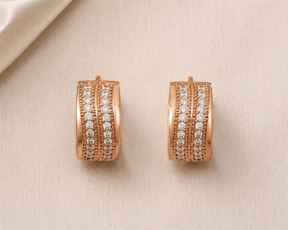 Buy 1 Get 1 Free -American Diamond Rose Gold Plated Fancy Bali Earrings