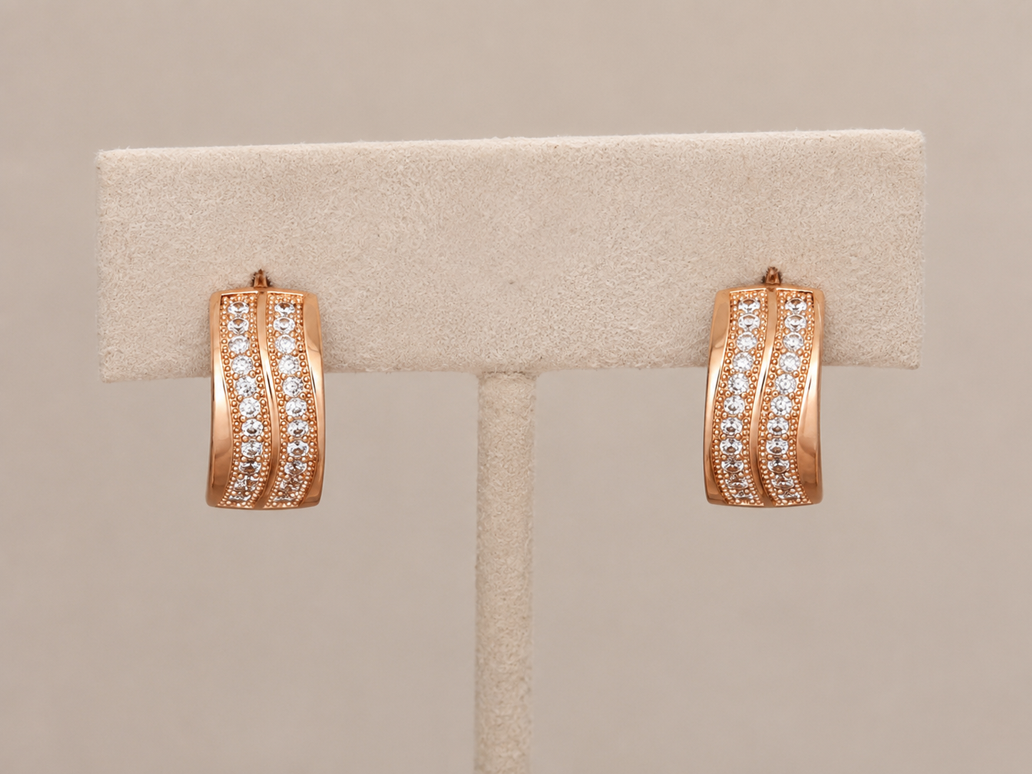 Buy 1 Get 1 Free -American Diamond Rose Gold Plated Fancy Bali Earrings