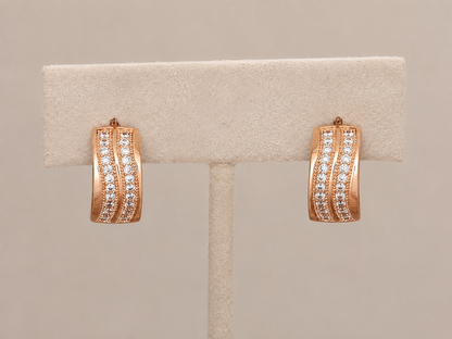 Buy 1 Get 1 Free -American Diamond Rose Gold Plated Fancy Bali Earrings