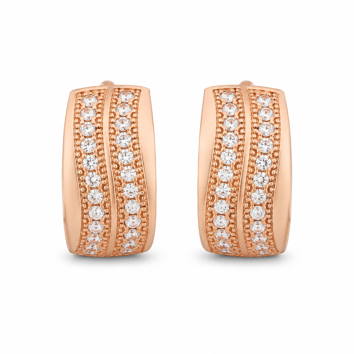 Buy 1 Get 1 Free -American Diamond Rose Gold Plated Fancy Bali Earrings