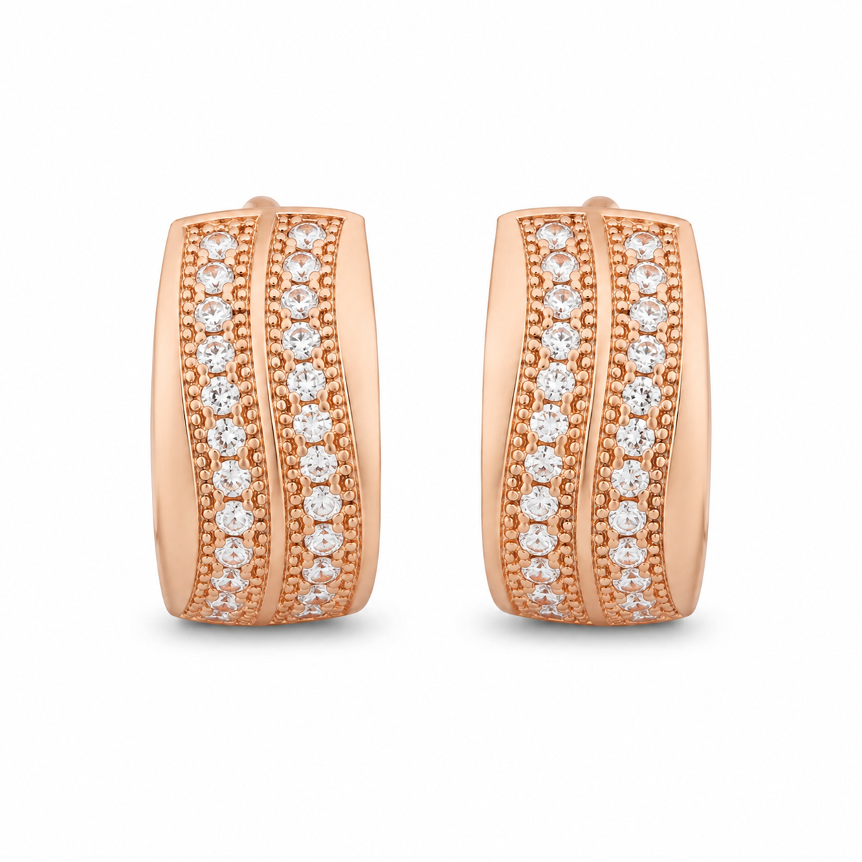 Buy 1 Get 1 Free -American Diamond Rose Gold Plated Fancy Bali Earrings