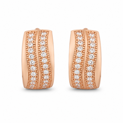 Buy 1 Get 1 Free -American Diamond Rose Gold Plated Fancy Bali Earrings