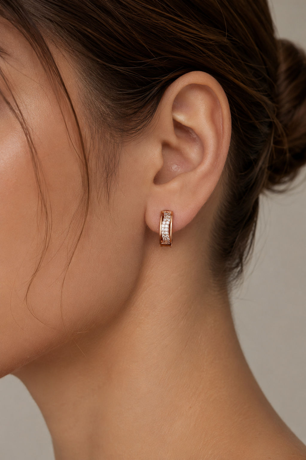 Buy 1 Get 1 Free -American Diamond Rose Gold Plated Fancy Delicate Bali Earrings