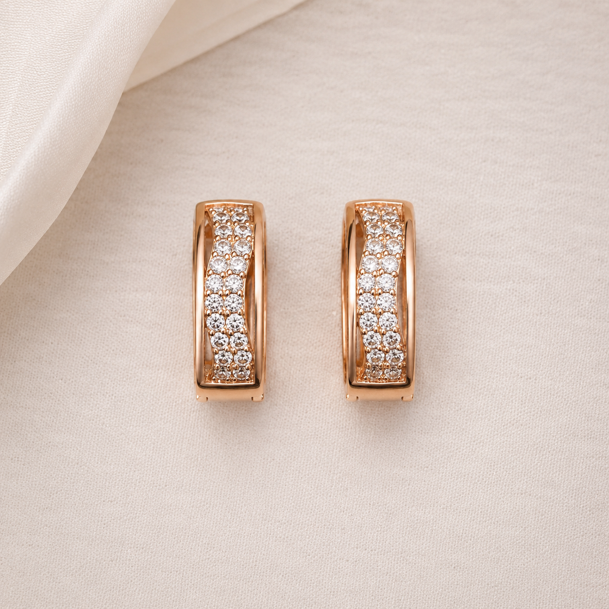 Buy 1 Get 1 Free -American Diamond Rose Gold Plated Fancy Delicate Bali Earrings