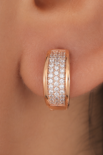Buy 1 Get 1 Free -American Diamond Rose Gold Fancy Bali Earrings