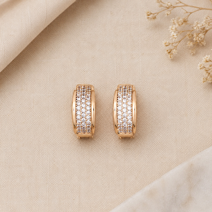 Buy 1 Get 1 Free -American Diamond Rose Gold Fancy Bali Earrings