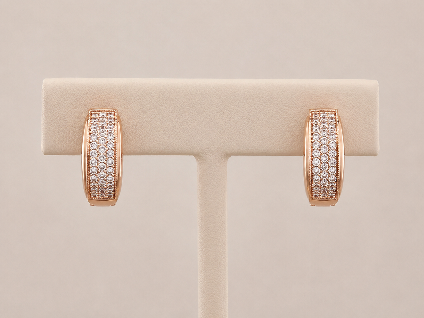 Buy 1 Get 1 Free -American Diamond Rose Gold Fancy Bali Earrings