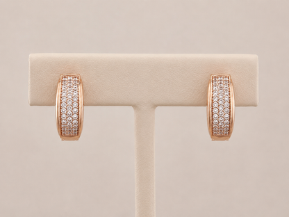Buy 1 Get 1 Free -American Diamond Rose Gold Fancy Bali Earrings