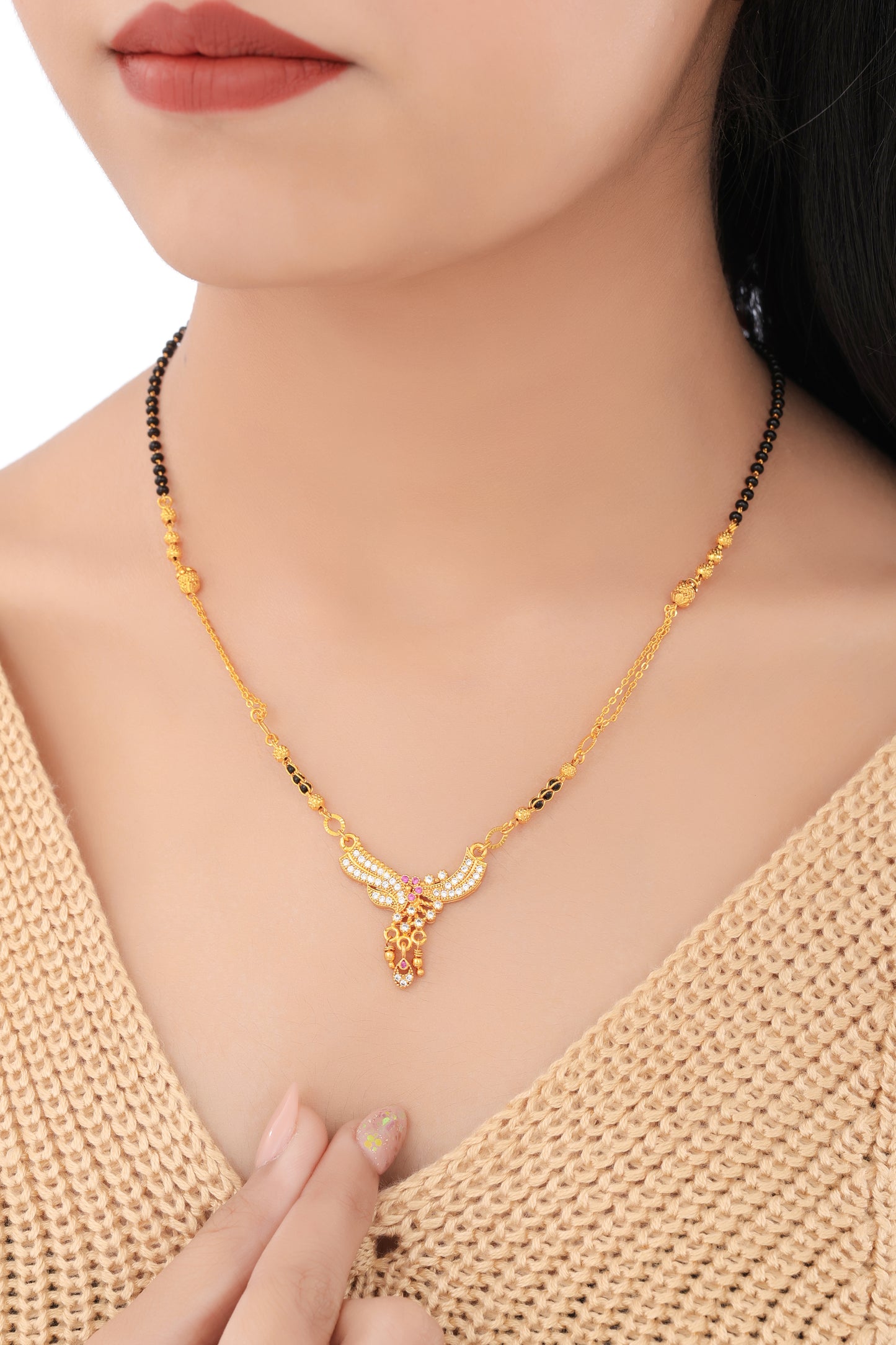BUY 1 GET 1 FREE- American Diamond Gold Plated Fancy Mangalsutra