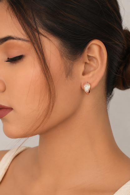 Buy 1 Get 1 Free -American Diamond Rose Gold Fancy Delicate Bali Earrings