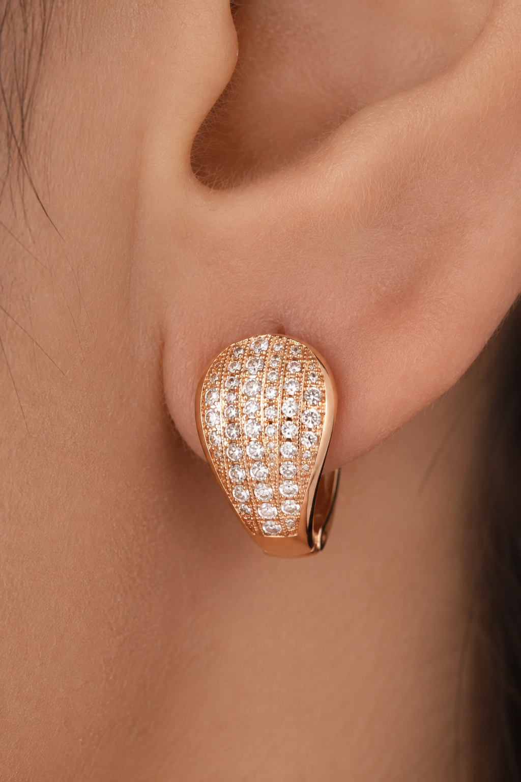 Buy 1 Get 1 Free -American Diamond Rose Gold Fancy Delicate Bali Earrings