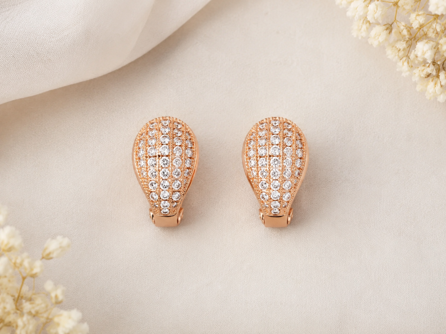 Buy 1 Get 1 Free -American Diamond Rose Gold Fancy Delicate Bali Earrings