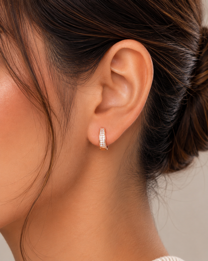 Buy 1 Get 1 Free-American Diamond Rose Gold Fancy Bali Earrings