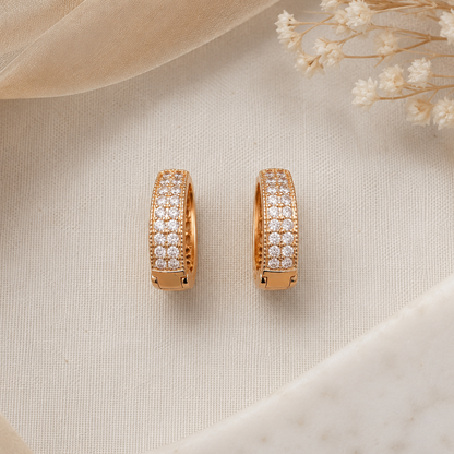 Buy 1 Get 1 Free-American Diamond Rose Gold Fancy Bali Earrings