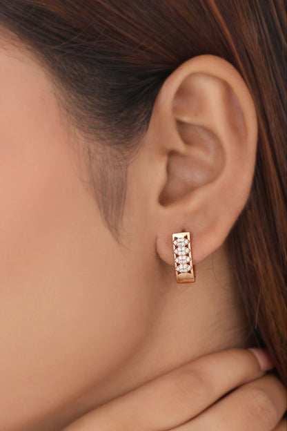 Buy 1 Get 1 Free-American Diamond Rose Gold Fancy Bali Earrings