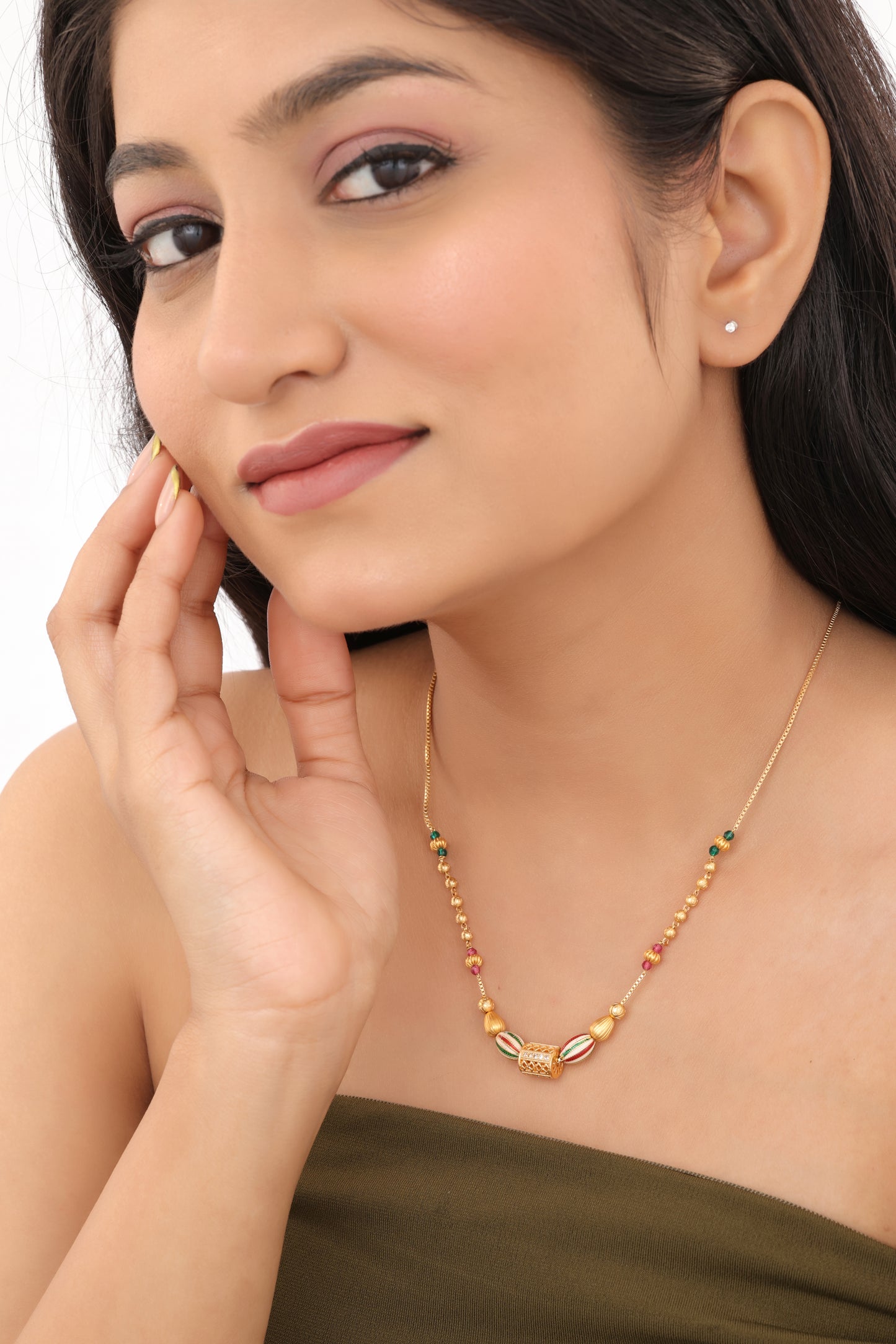 Fancy High Gold Plated Multi Colour Delicate Mala