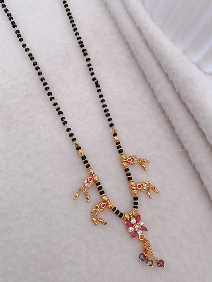 Buy 1 Get 1 Free - American Diamond High Gold Ruby Colour Fancy Mangalsutra