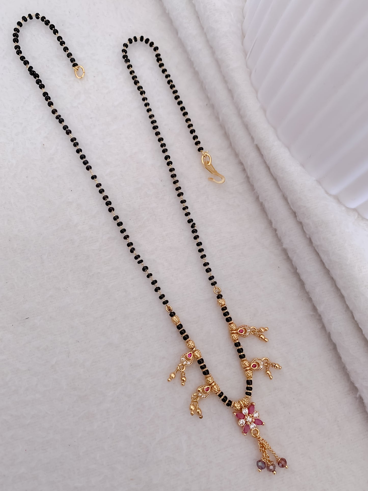 Buy 1 Get 1 Free - American Diamond High Gold Ruby Colour Fancy Mangalsutra