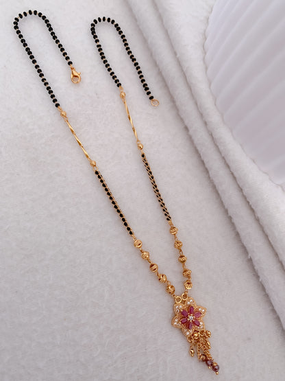 Buy 1 Get 1 Free - American Diamond High Gold Ruby Colour Fancy Mangalsutra