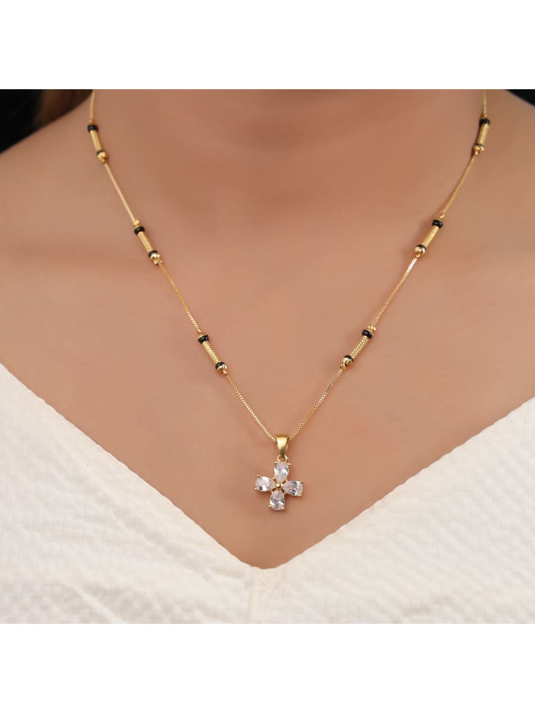 Buy 1 Get 1 Free - American Diamond High Gold Plated Fancy Chain Mangalsutra
