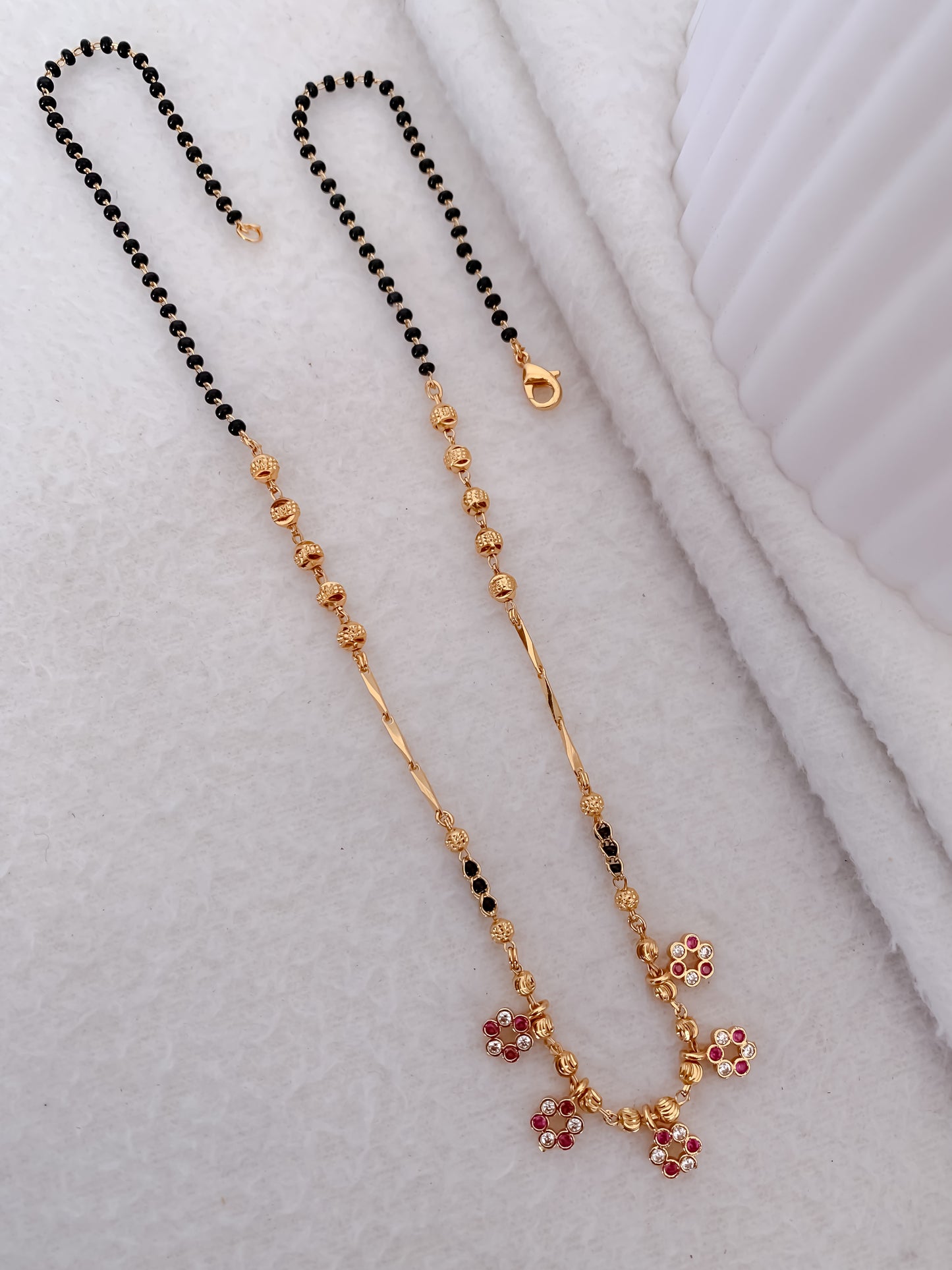 Buy 1 Get 1 Free - American Diamond Gold Plated Hanging Fancy Delicate Mangalsutra