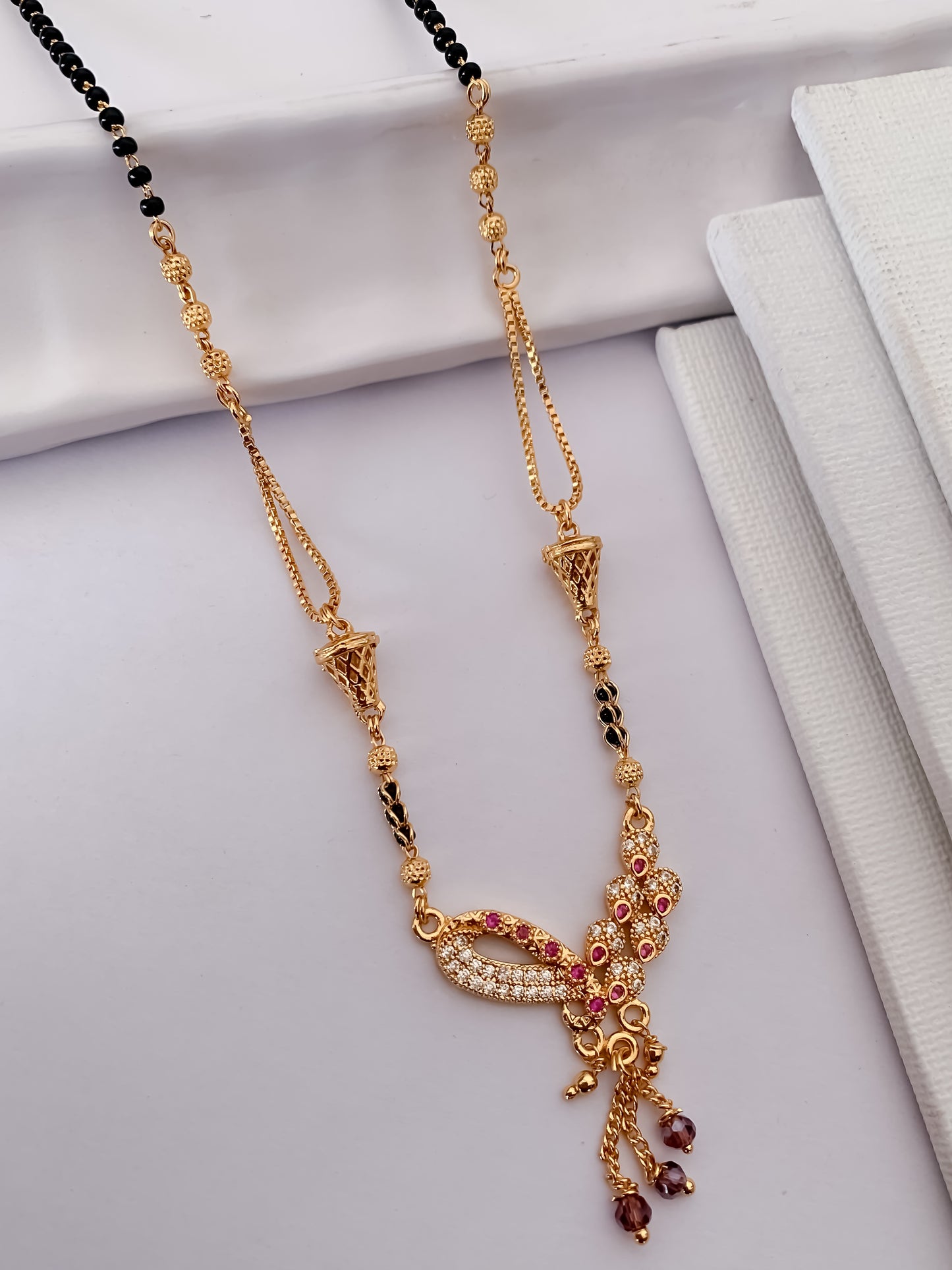 Buy 1 Get 1 Free - American Diamond High Gold Plated Hanging Fancy Mangalsutra