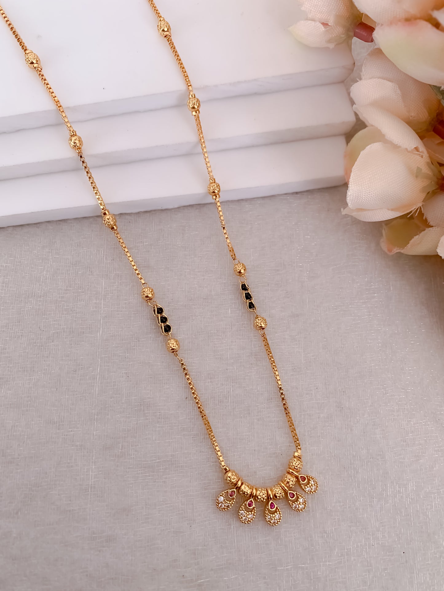Buy 1 Get 1 Free - Petal Crystal Minimal Mangalsutra Necklace
