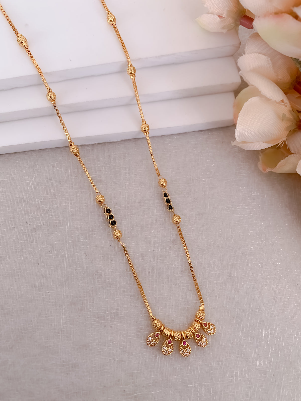 Buy 1 Get 1 Free - Petal Crystal Minimal Mangalsutra Necklace - Mangalsutra - Belleza Jewels