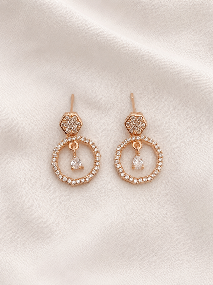 American Diamond Rose Gold Fancy Bali Earrings