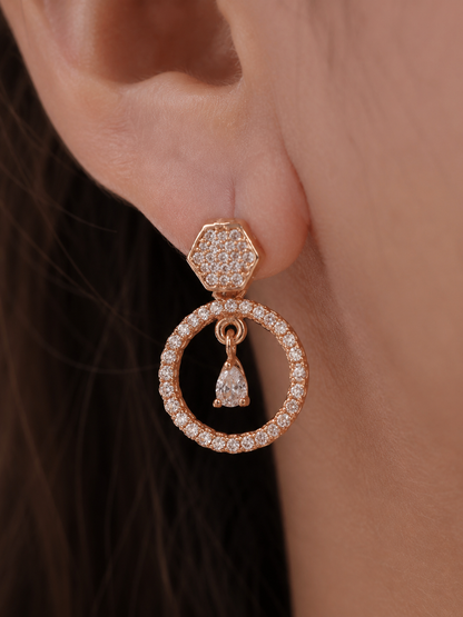American Diamond Rose Gold Fancy Bali Earrings