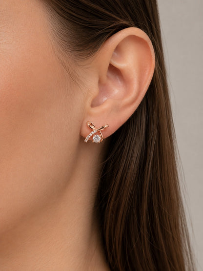 American Diamond Rose Gold Plated Fancy Bali Earrings