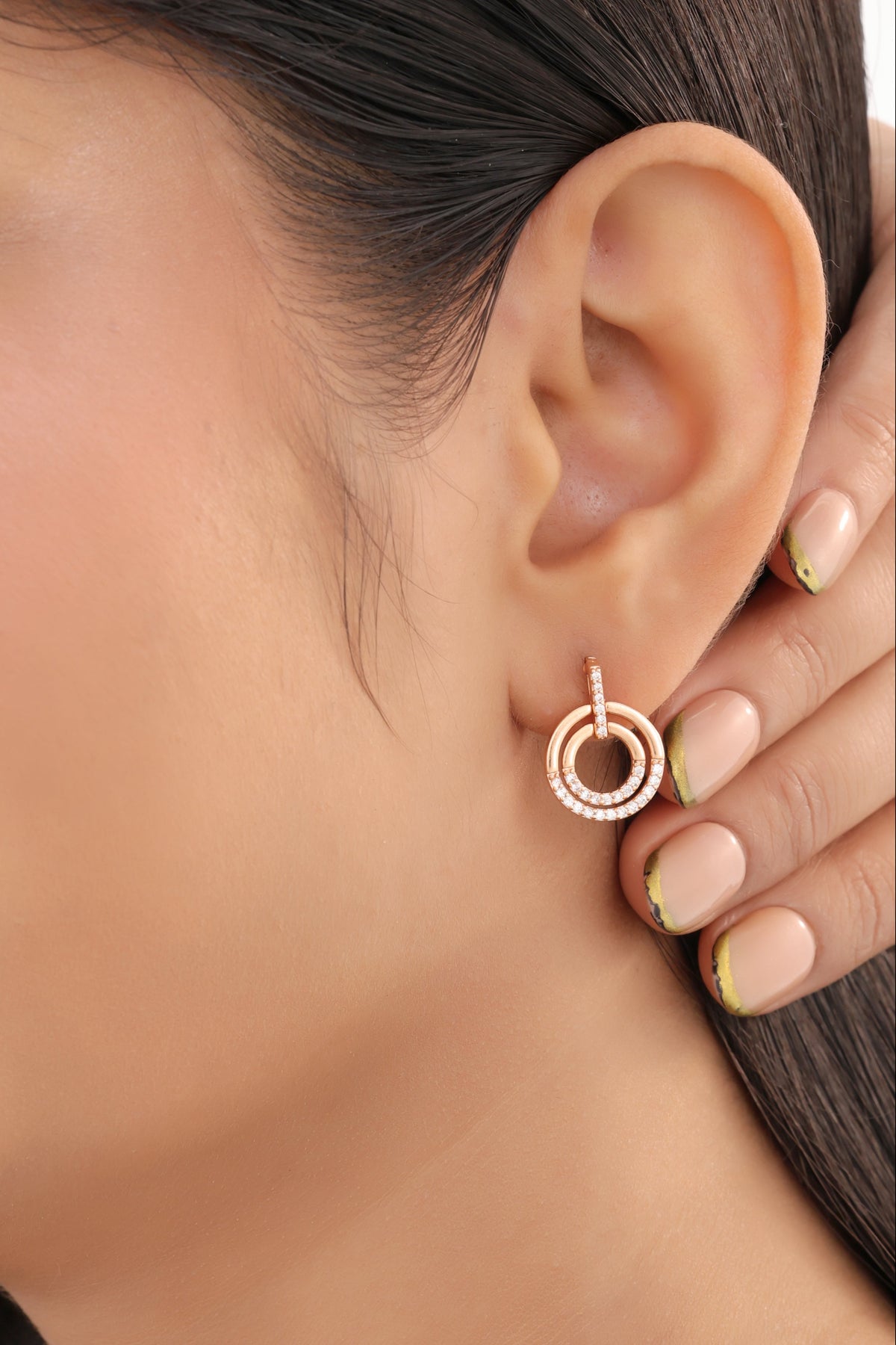 American Diamond Rose Gold Delicate Bali Earrings