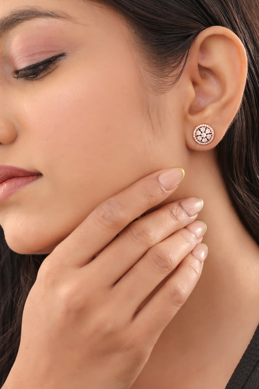 Buy 1 Get 1 Free-Fancy Rose Gold Plated Round Shape Bali Earrings