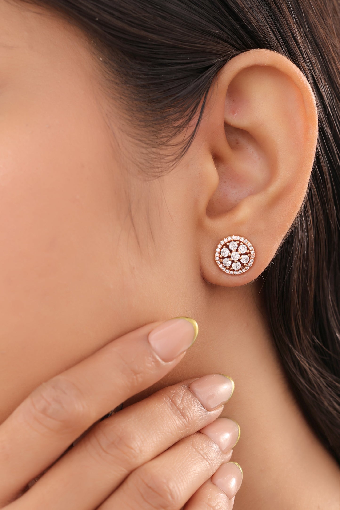 Buy 1 Get 1 Free-Fancy Rose Gold Plated Round Shape Bali Earrings - Earrings - Belleza Jewels