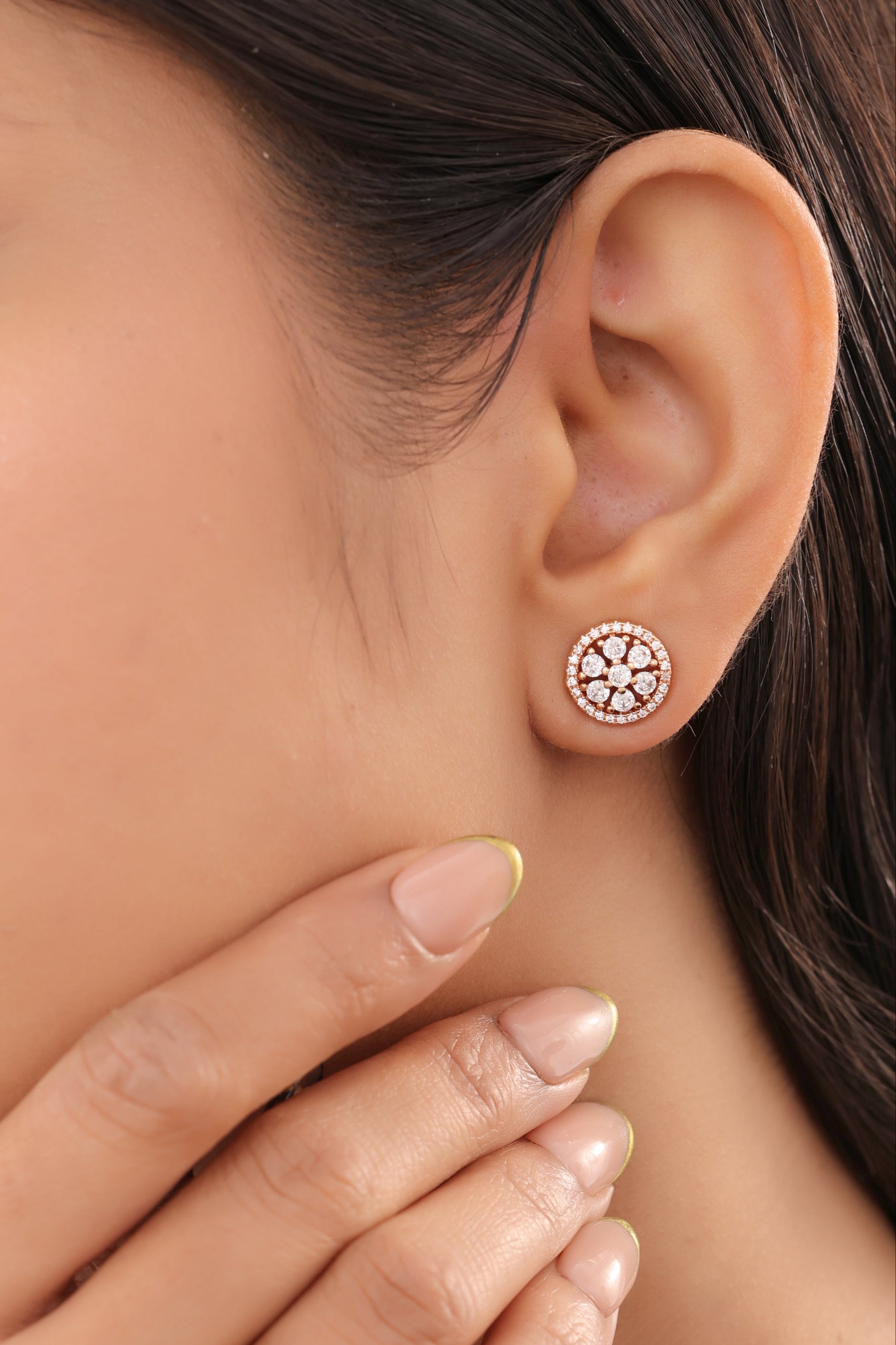 Buy 1 Get 1 Free-Fancy Rose Gold Plated Round Shape Bali Earrings - Earrings - Belleza Jewels