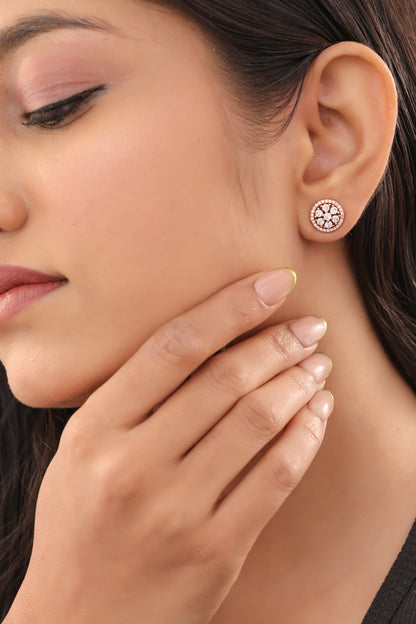 Buy 1 Get 1 Free-Fancy Rose Gold Plated Round Shape Bali Earrings - Earrings - Belleza Jewels