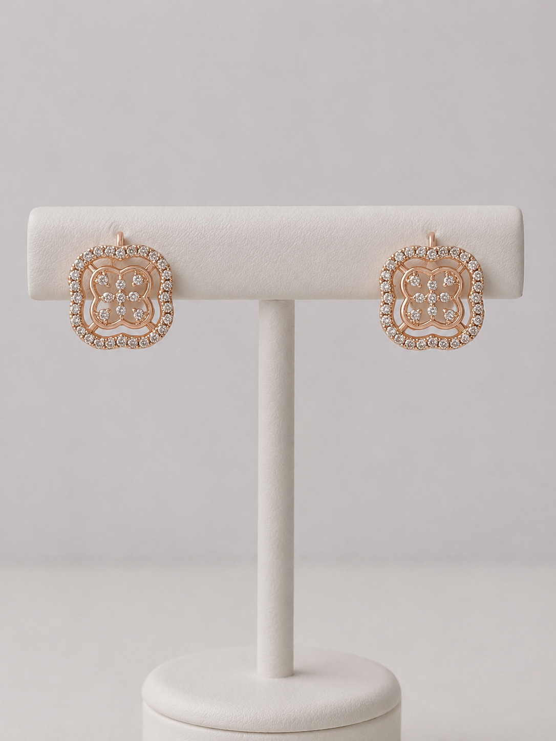 Fancy Rose Gold Plated Square Shape Bali Earrings