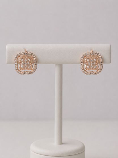 Fancy Rose Gold Plated Square Shape Bali Earrings