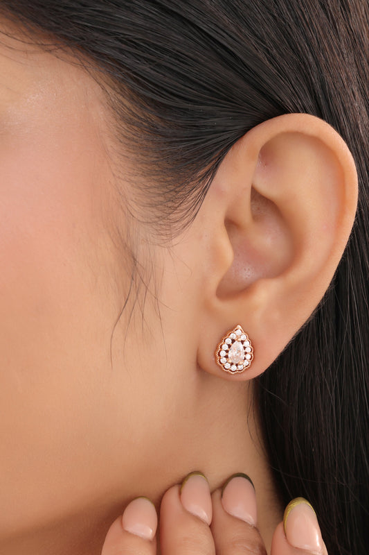 Buy 1 Get 1 Free -American Diamond Rose Gold Plated Fancy Delicate Earrings